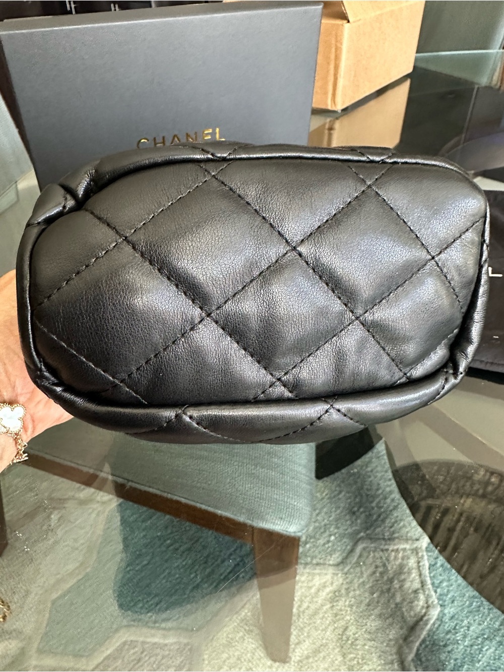 CHANEL VIP Gift Black Quilted Leather Crossbody Bag with Multicolor Charm Chain - Picture 7 of 13